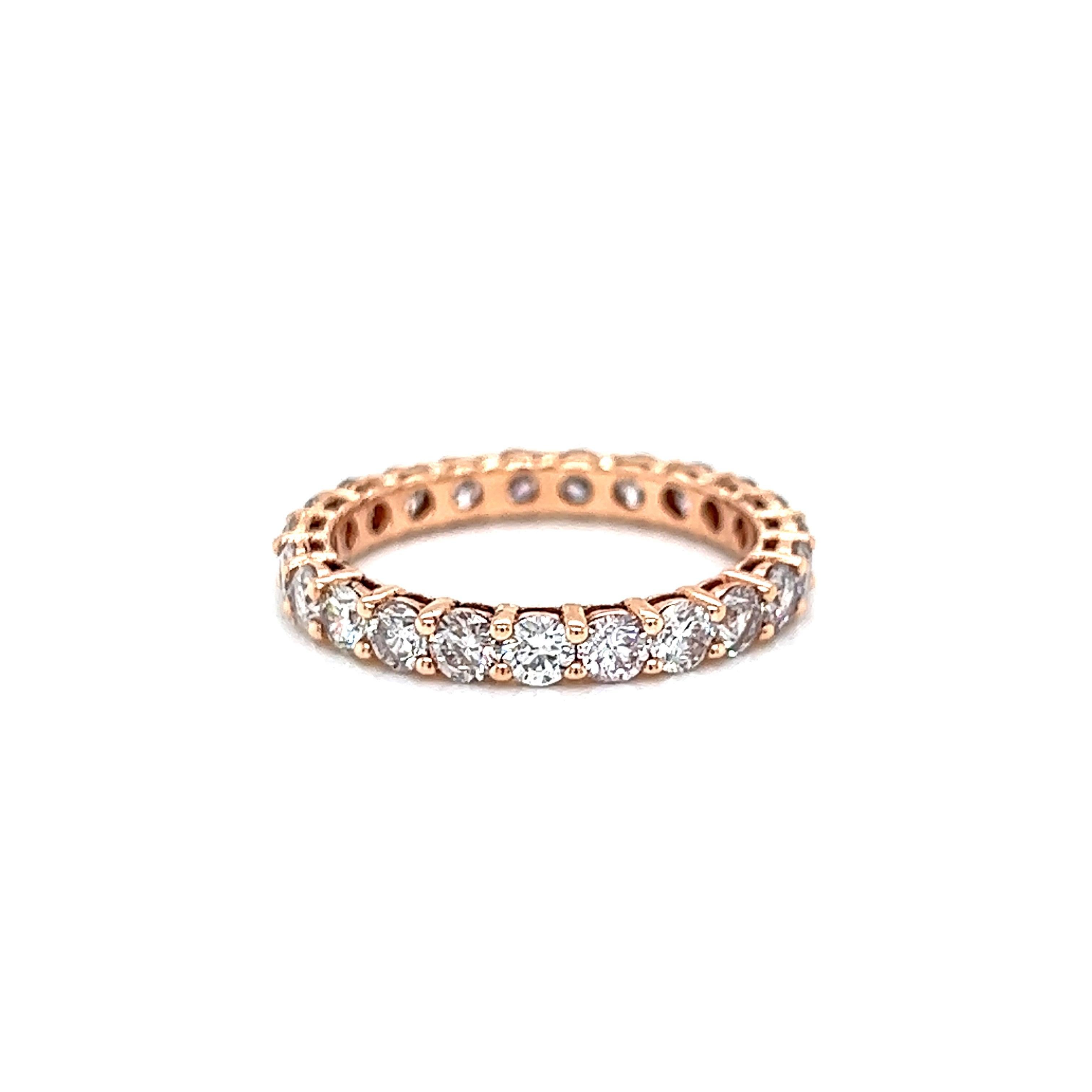 Contemporary Alexander Beverly Hills 1.83ct Round Diamond Eternity Band Rose Gold 6 For Sale