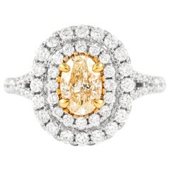 Alexander Beverly Hills 1,83 Karat Ausgefallener gelber VS2 Diamant-Doppel Halo-Ring 18k
