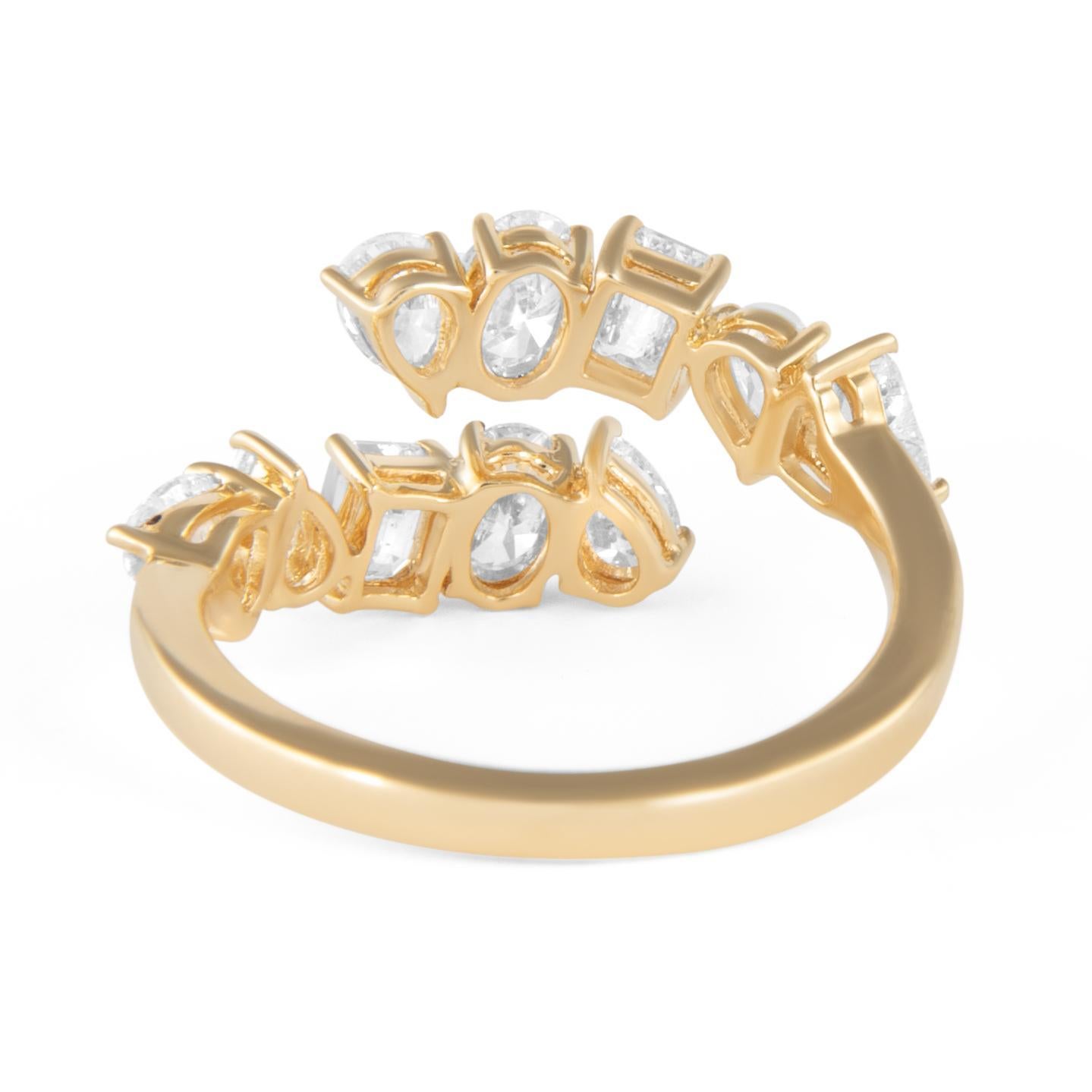 Taglio a goccia Alexander Beverly Hills 1,84ct Multi Diamond Bypass Ring Oro giallo 18k in vendita