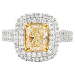 Alexander Beverly Hills 1,84ctt Fancy Light Yellow VVS2 Anello con diamante aureolato 18k