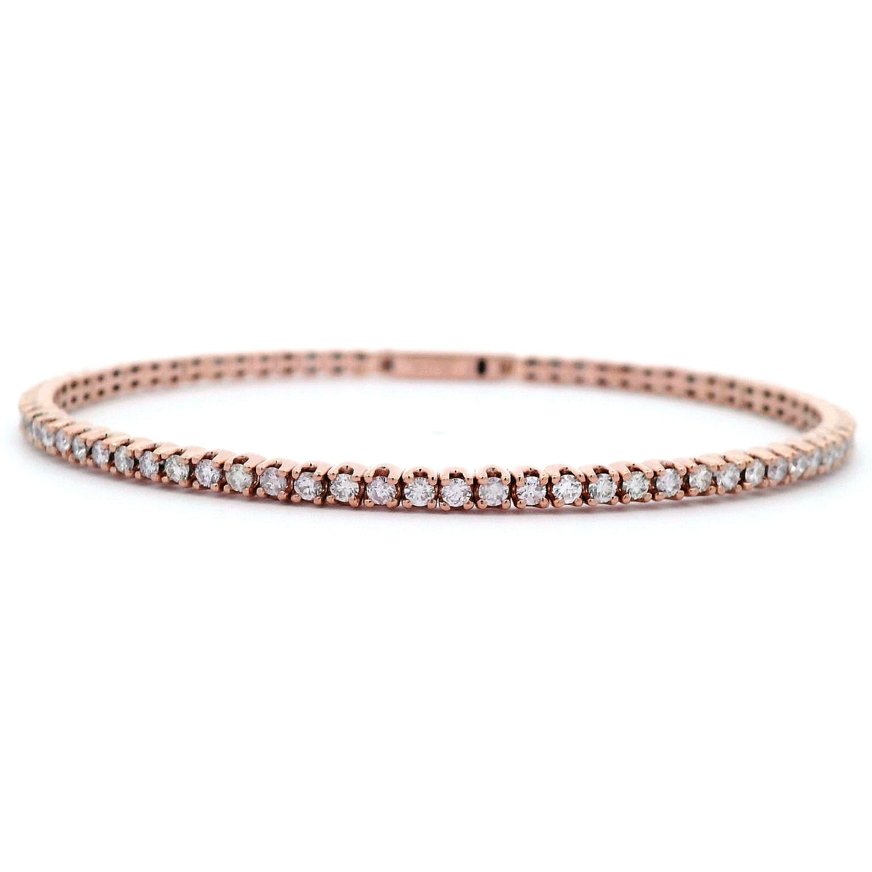 Contemporary Alexander Beverly Hills 1.85ct Diamond Flexible Tennis Bangle Bracelet Rose Gold For Sale