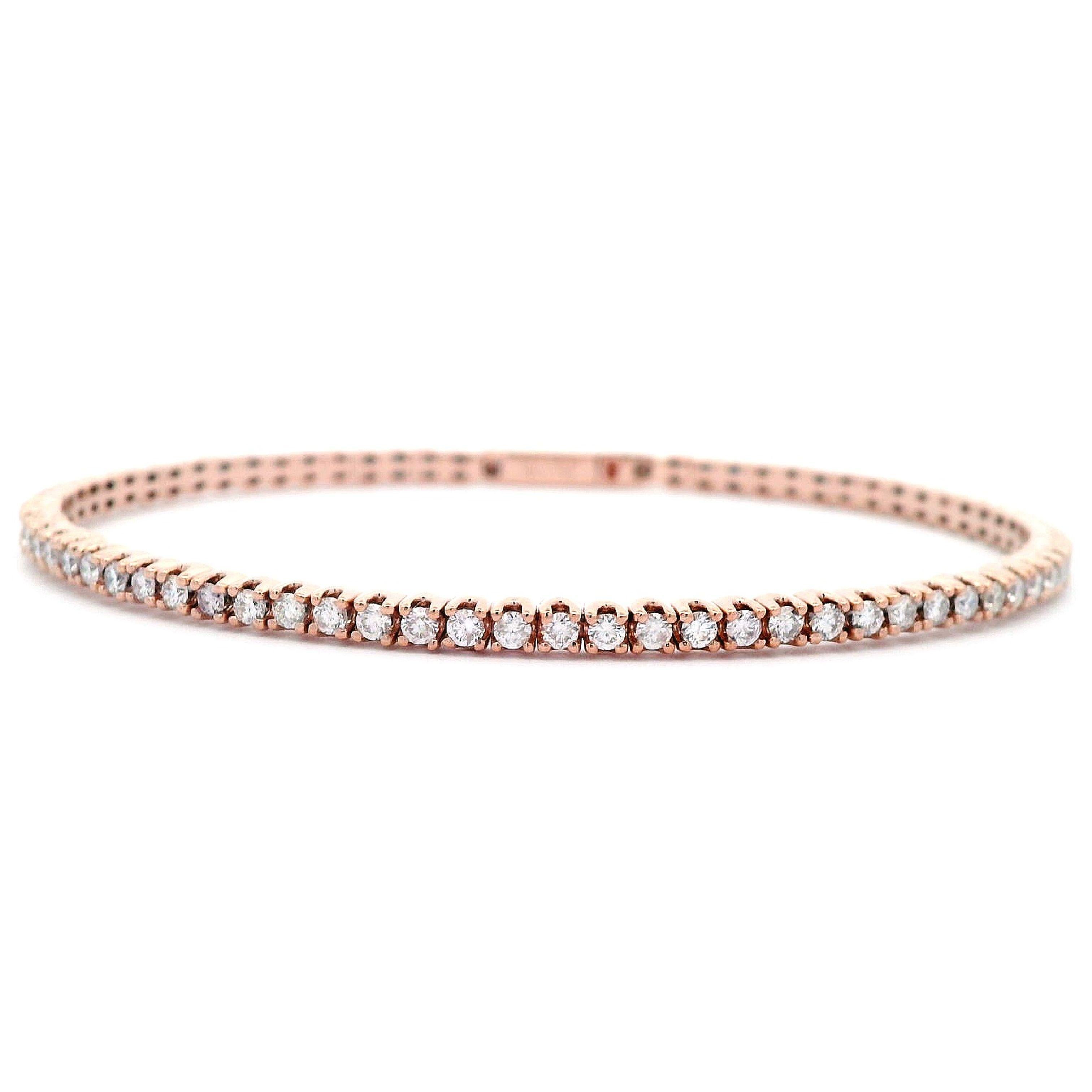 Contemporaneo Alexander Beverly Hills Bracciale Tennis Flessibile con Diamante 1,85ct Oro Rosa in vendita
