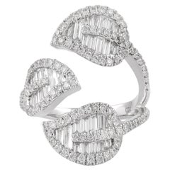 Alexander Beverly Hills 1.88ct Diamond Leaf Bypass Ring 18k White Gold