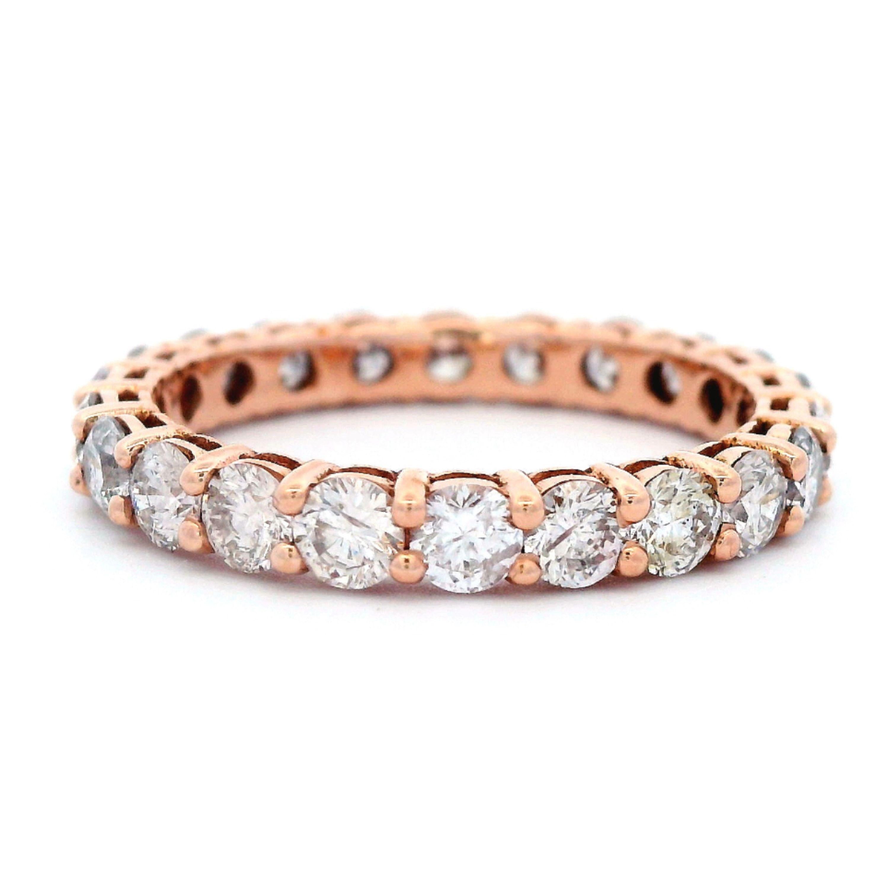Contemporary Alexander Beverly Hills 1.89ct Round Diamond Eternity Band Rose Gold 5.75 For Sale