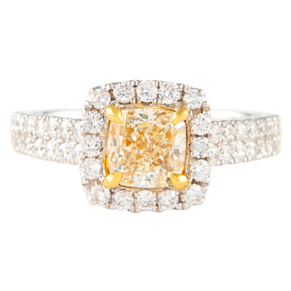 Alexander Beverly Hills 1,90ctt Anello di diamanti gialli a cuscino VS1 18k