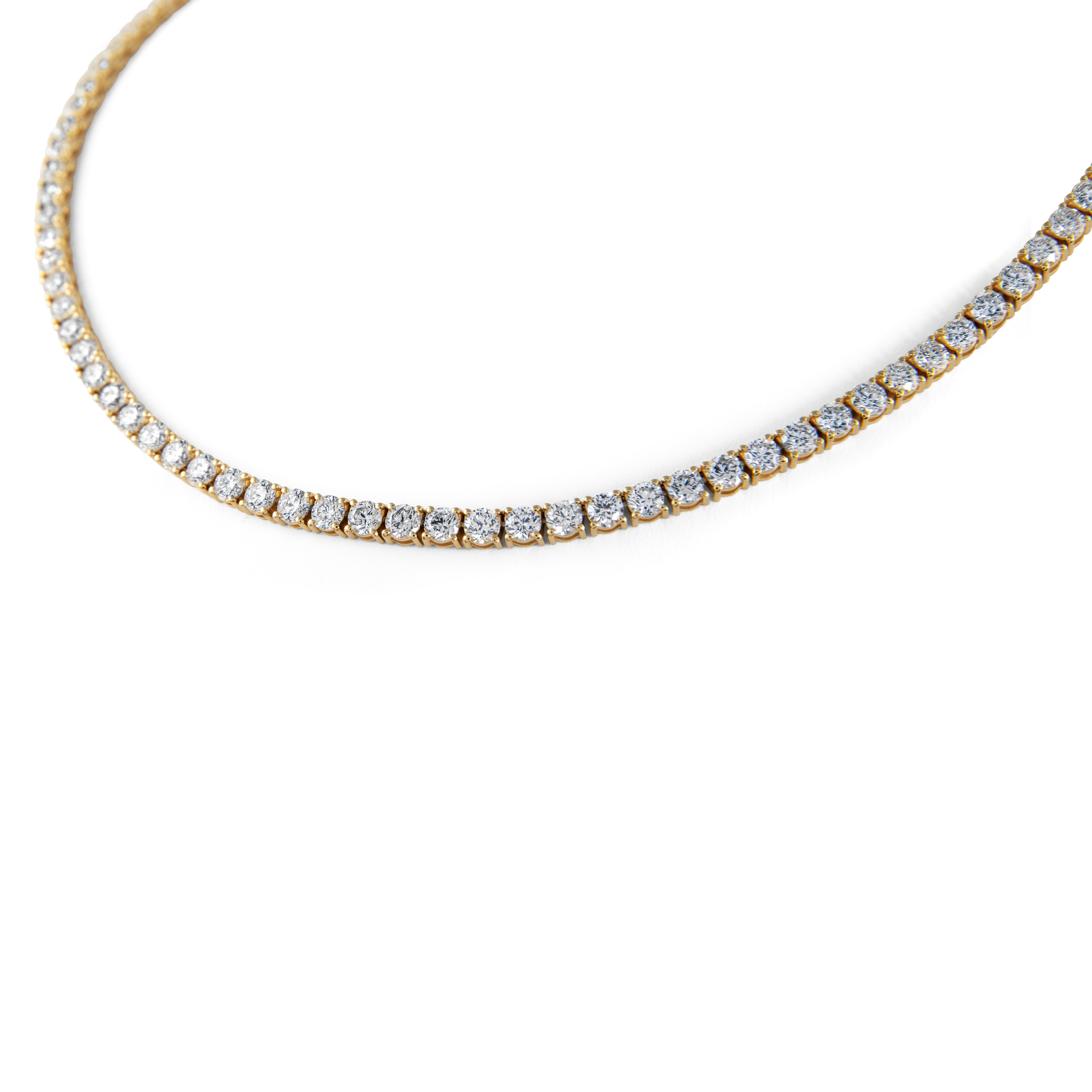 Contemporain Alexander Beverly Hills Collier Tennis 19.12ct Diamond Yellow Gold 18k 16in en vente