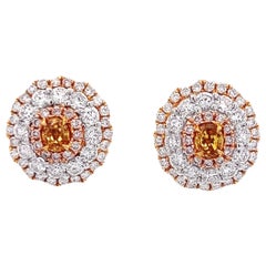 Alexander Beverly Hills 1.91ct Fancy Intense Orange Brown Triple Halo Earrings