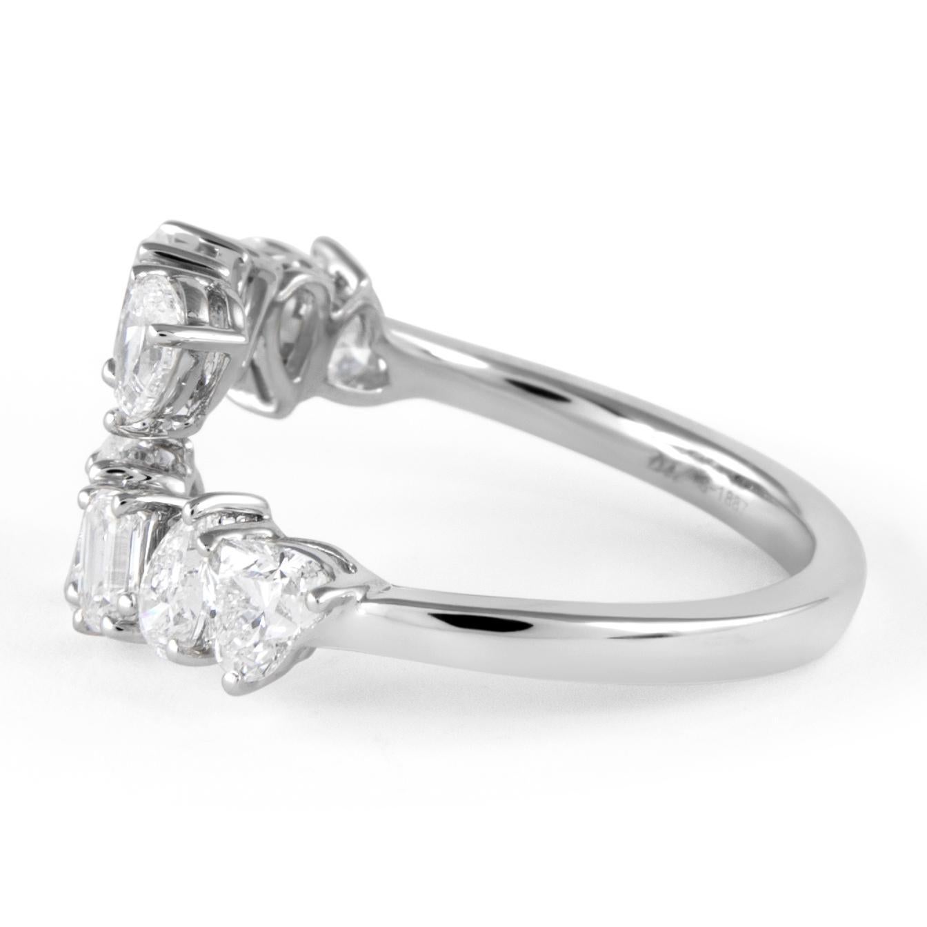 Modern Alexander Beverly Hills 1.92ct Multi Diamond Bypass Ring 18k White Gold For Sale