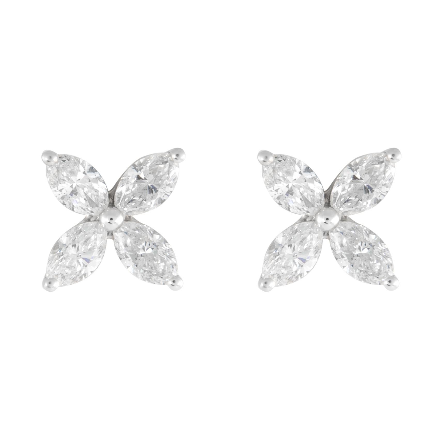 Alexander Beverly Hills 1.95ct Marquise Diamond Stud Earrings 18k White Gold