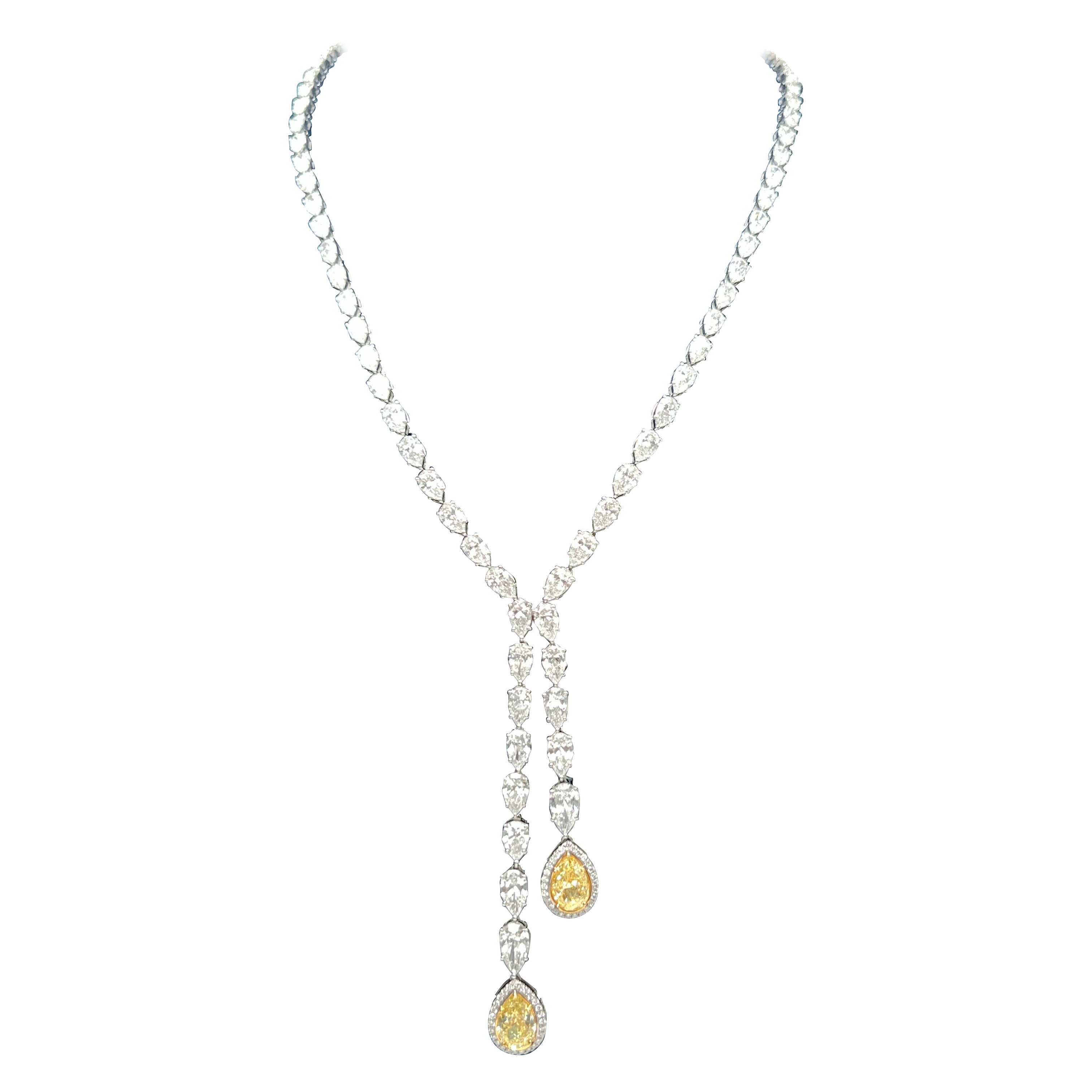 Alexander Beverly Hills 19ct Fancy Yellow & Pear Diamond Collana a goccia in oro 18k