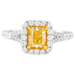 Alexander Beverly Hills 1ct Fancy Intense Yellow Pear Diamond with Halo Ring 18k