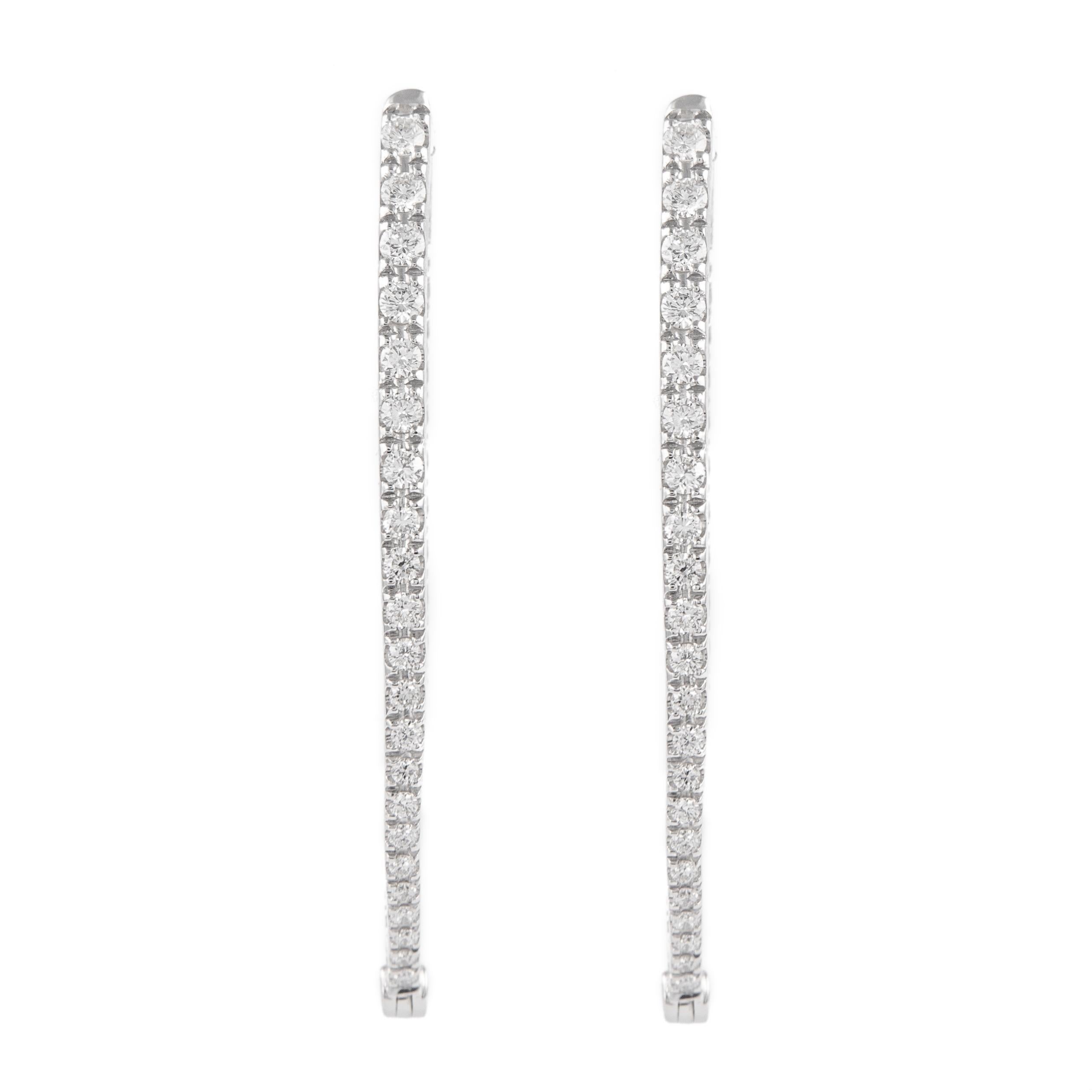 Contemporain Alexander Beverly Hills, créoles en or blanc 18 carats avec diamants de 2,00 carats en vente