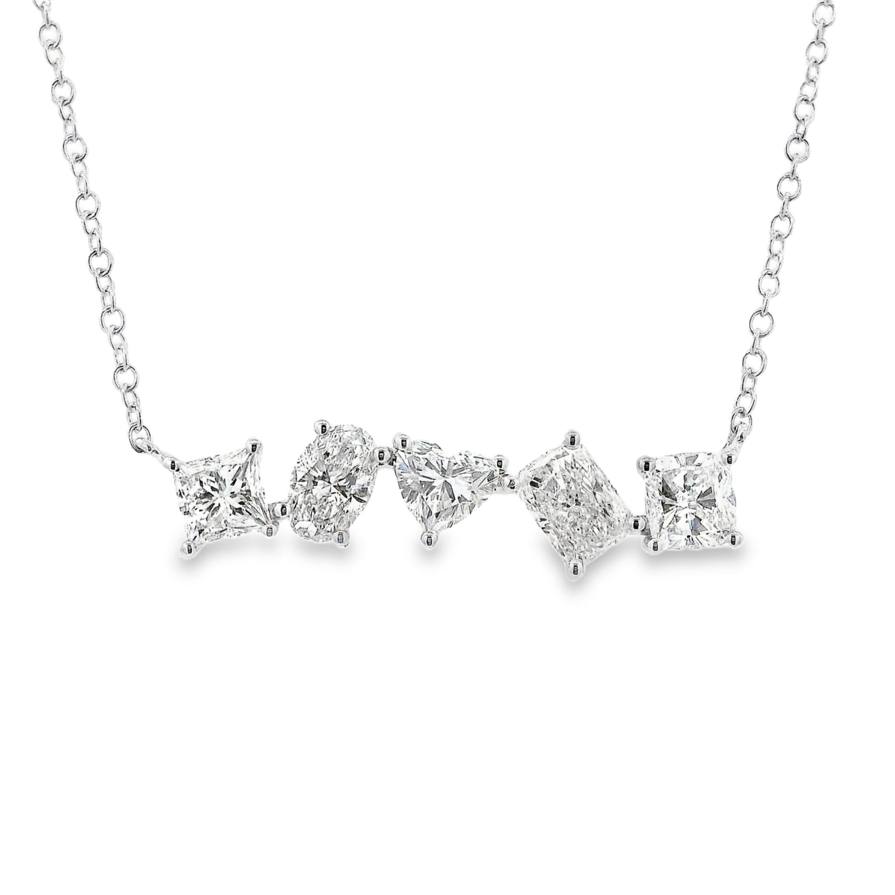 Contemporary Alexander Beverly Hills 2.00ct Mixed Diamond Pendant Necklace 18k White Gold For Sale