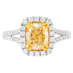Alexander Beverly Hills, bague avec diamant jaune intense fantaisie 2,01 carats VVS2 18 carats