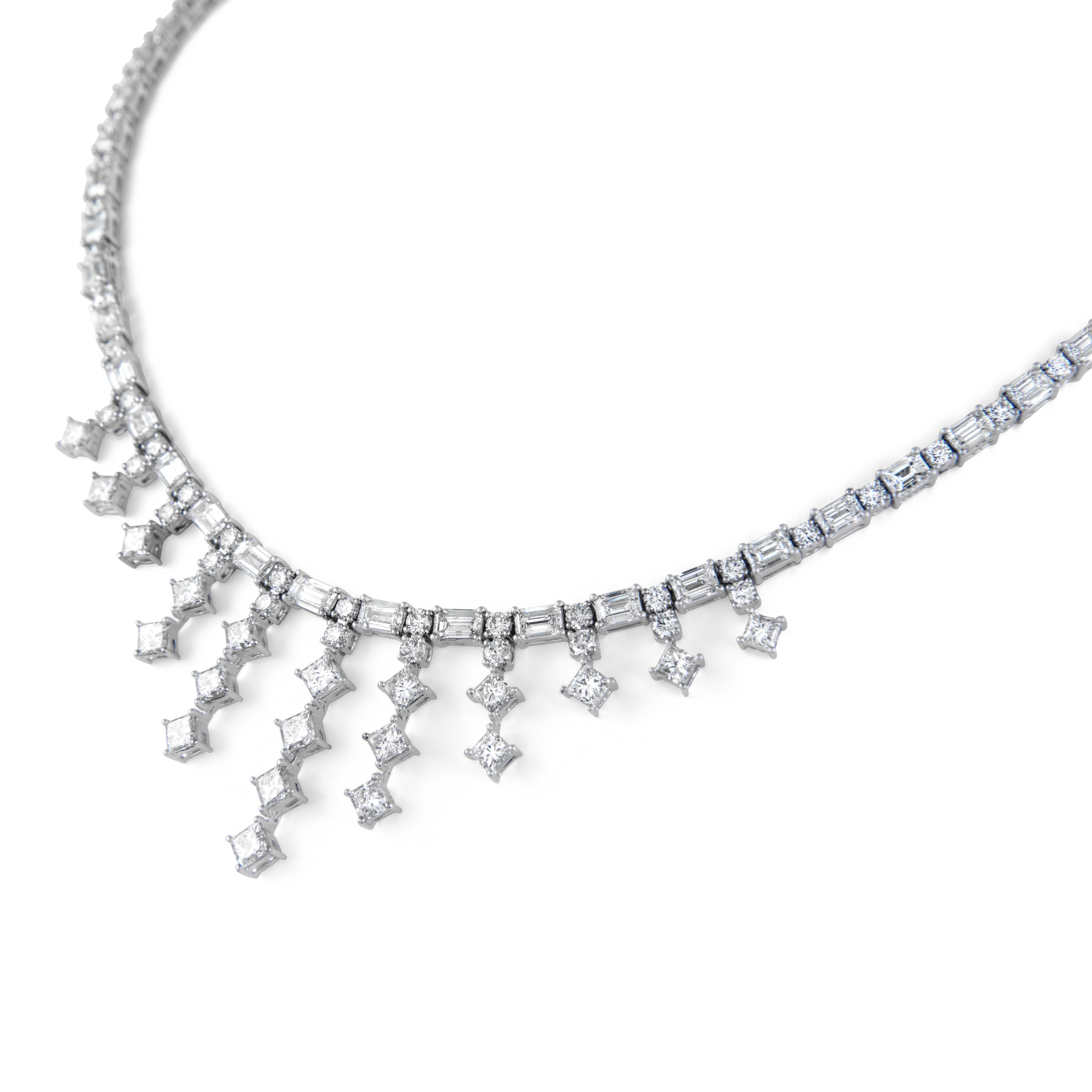Contemporary Alexander Beverly Hills 20.24ct Grand Multi Diamond Necklace 18k White Gold For Sale