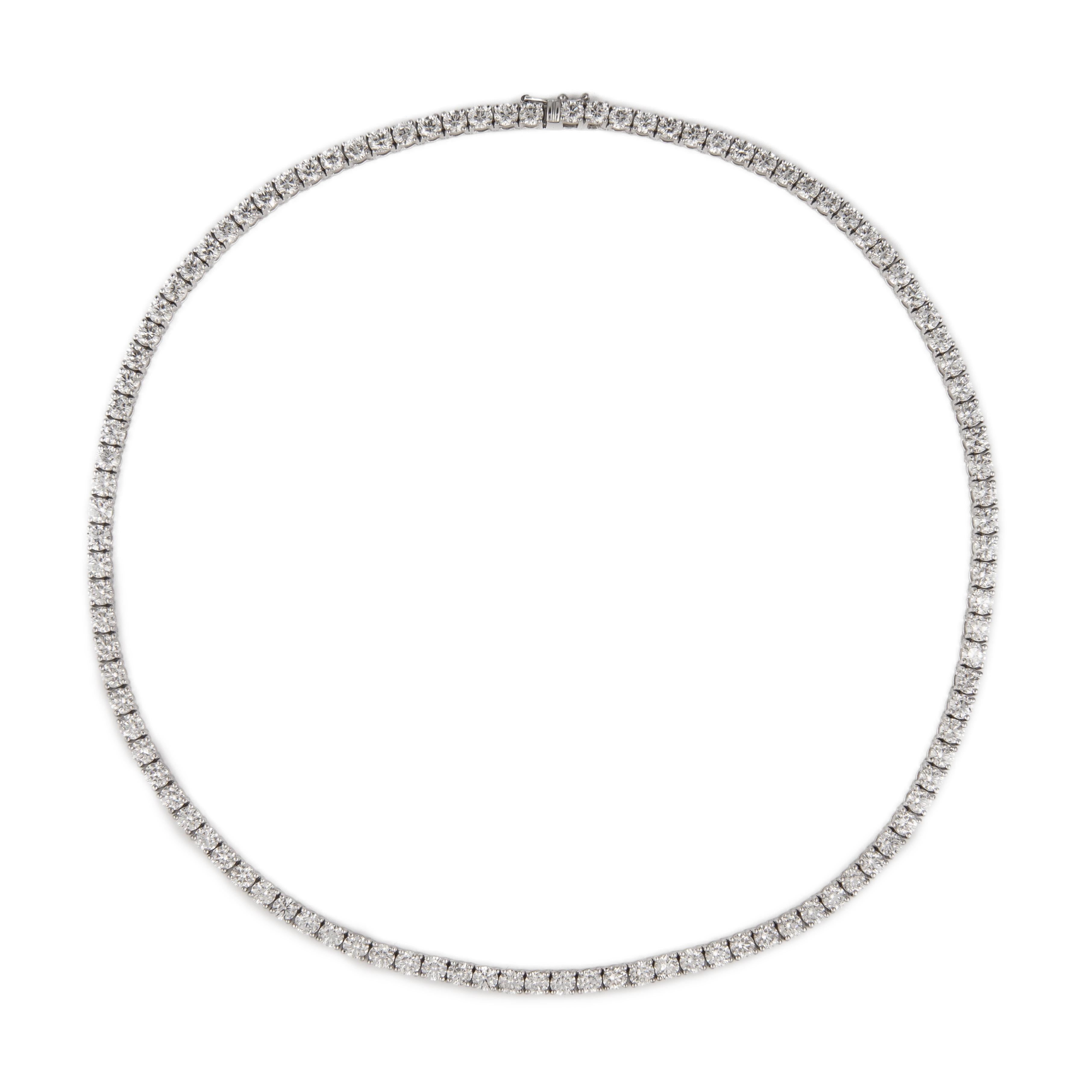Contemporary Alexander Beverly Hills 20.60ct Diamond Tennis Necklace 18k White Gold 16.5in For Sale