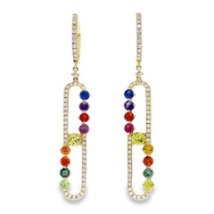 Alexander Beverly Hills 2.06ct Diamond & Sapphire Paperclip Earrings Yellow Gold