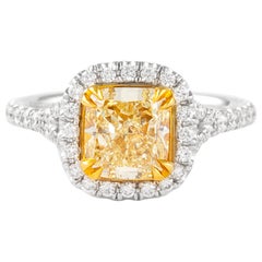 Alexander Beverly Hills 2,07ct Fancy Intense Yellow VS1 Cushion Diamond Ring 18k