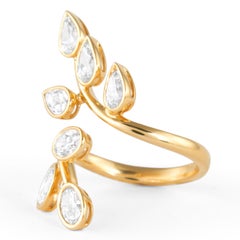 Alexander Beverly Hills 2.07ct Oval & Pear Diamond Bypass Ring 18k Yellow Gold