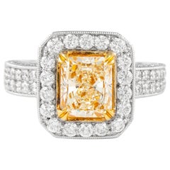 Alexander Beverly Hills - Anello con diamante radiante 2,08ct Fancy Yellow VVS2 18k