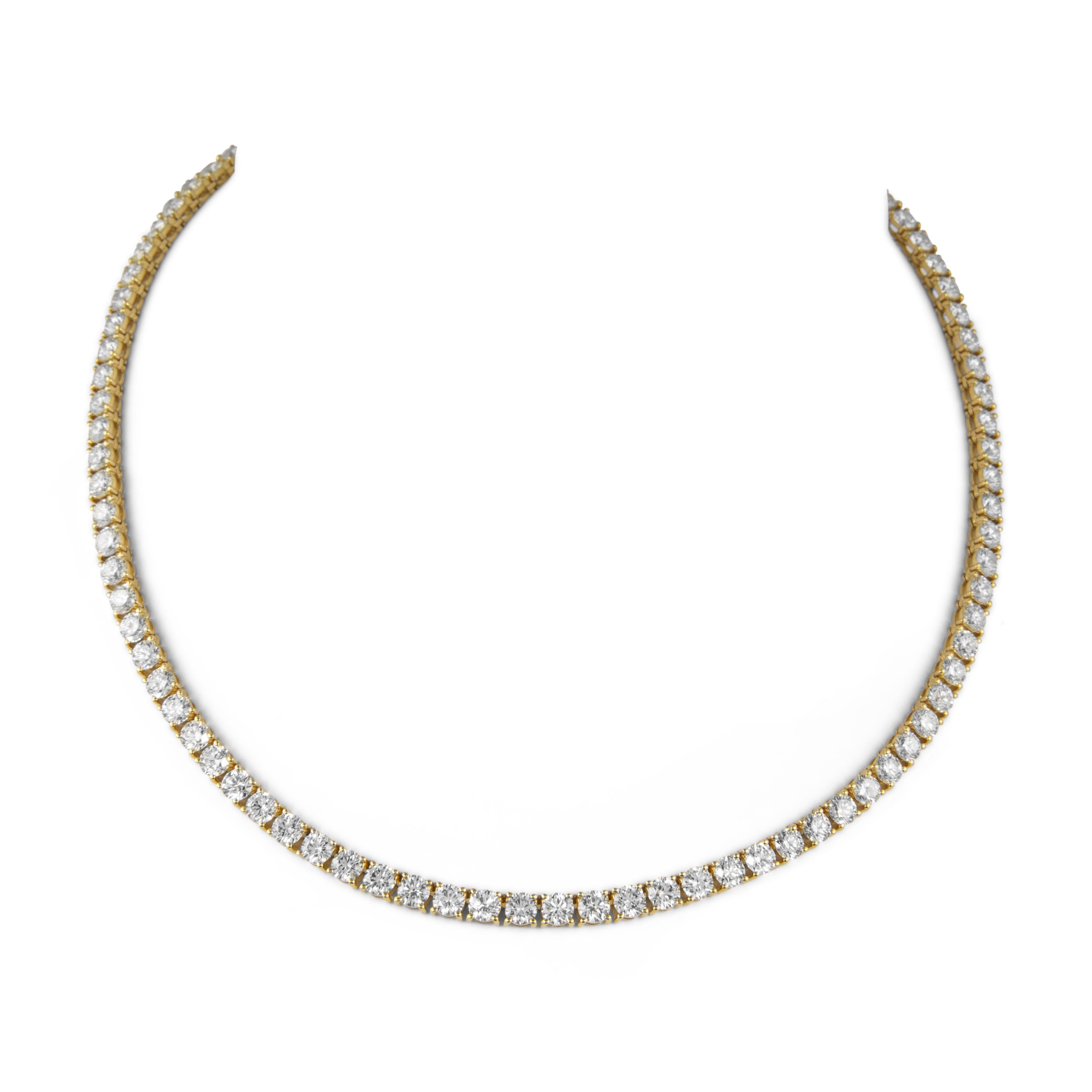 Alexander Beverly Hills 20,98 Karat Diamant-Tennis-Halskette 18k Gelbgold 16in (Rundschliff) im Angebot
