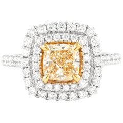 Alexander Beverly Hills 2,10ctt Fancy Intense Yellow VS2 Diamond Halo Ring 18k
