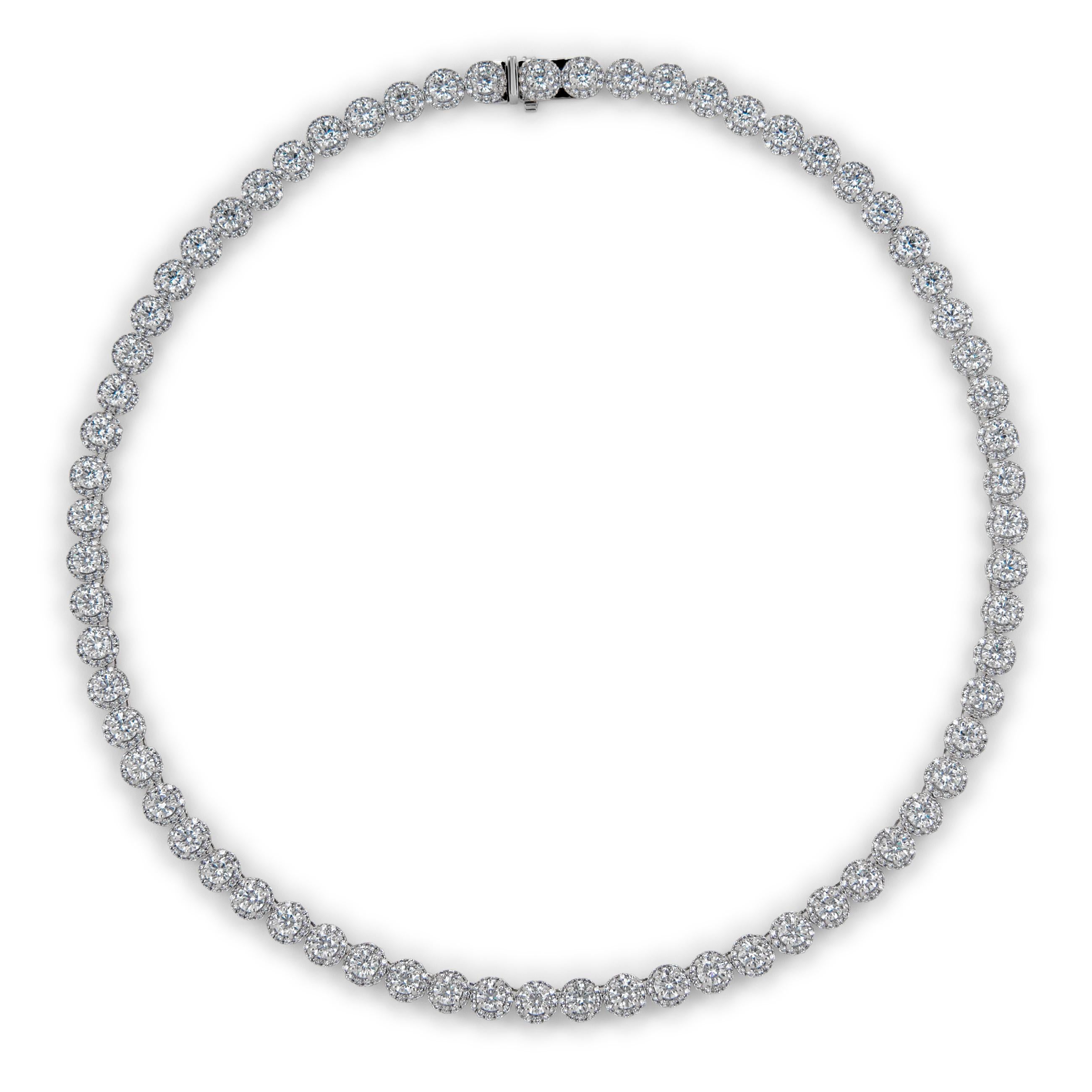 Contemporaneo Alexander Beverly Hills - Collana aureola con diamanti da 21,41 carati - Oro bianco 18 carati in vendita