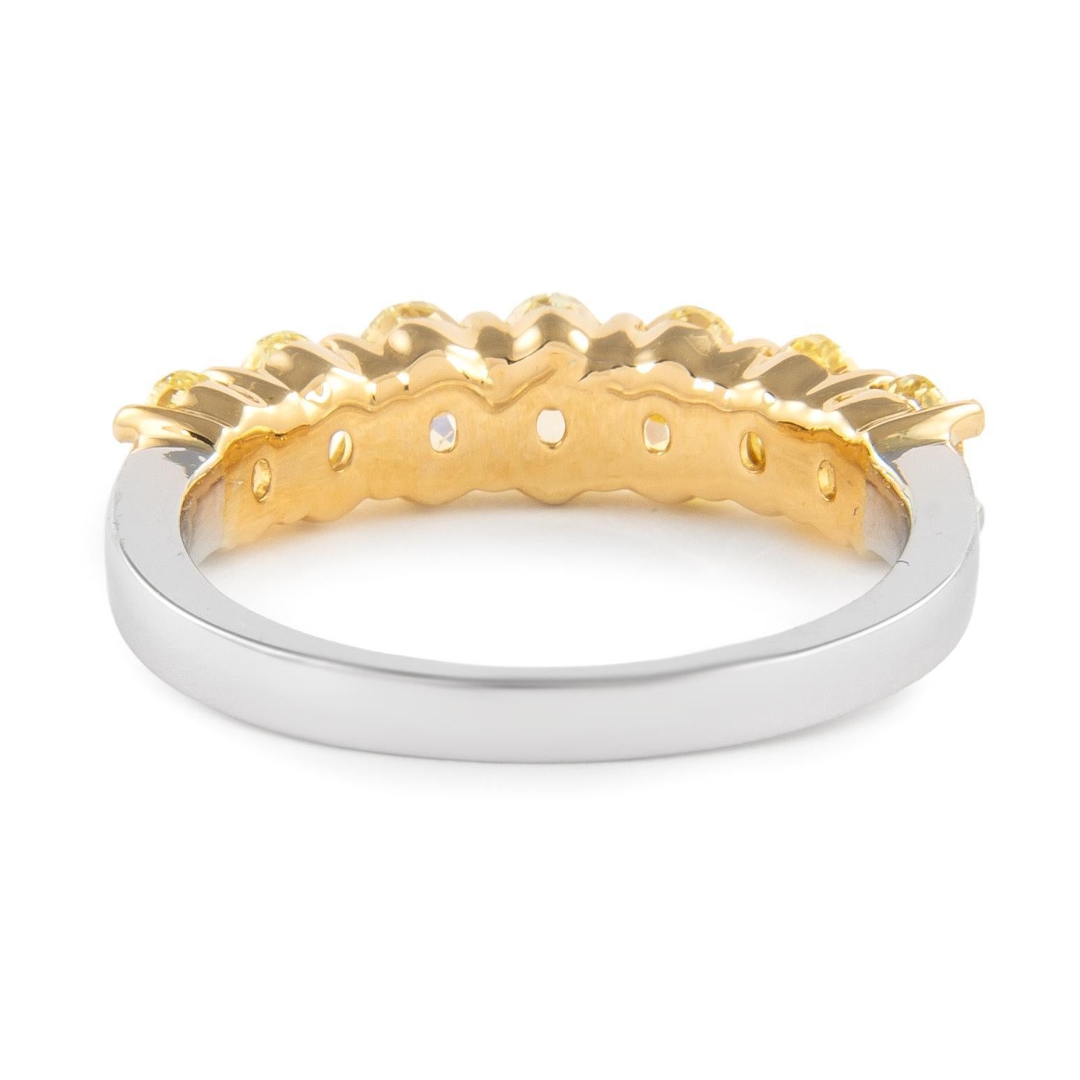 Oval Cut Alexander Beverly Hills 2.16ct Yellow Oval Diamond Half Eternity 18k Two Tone For Sale