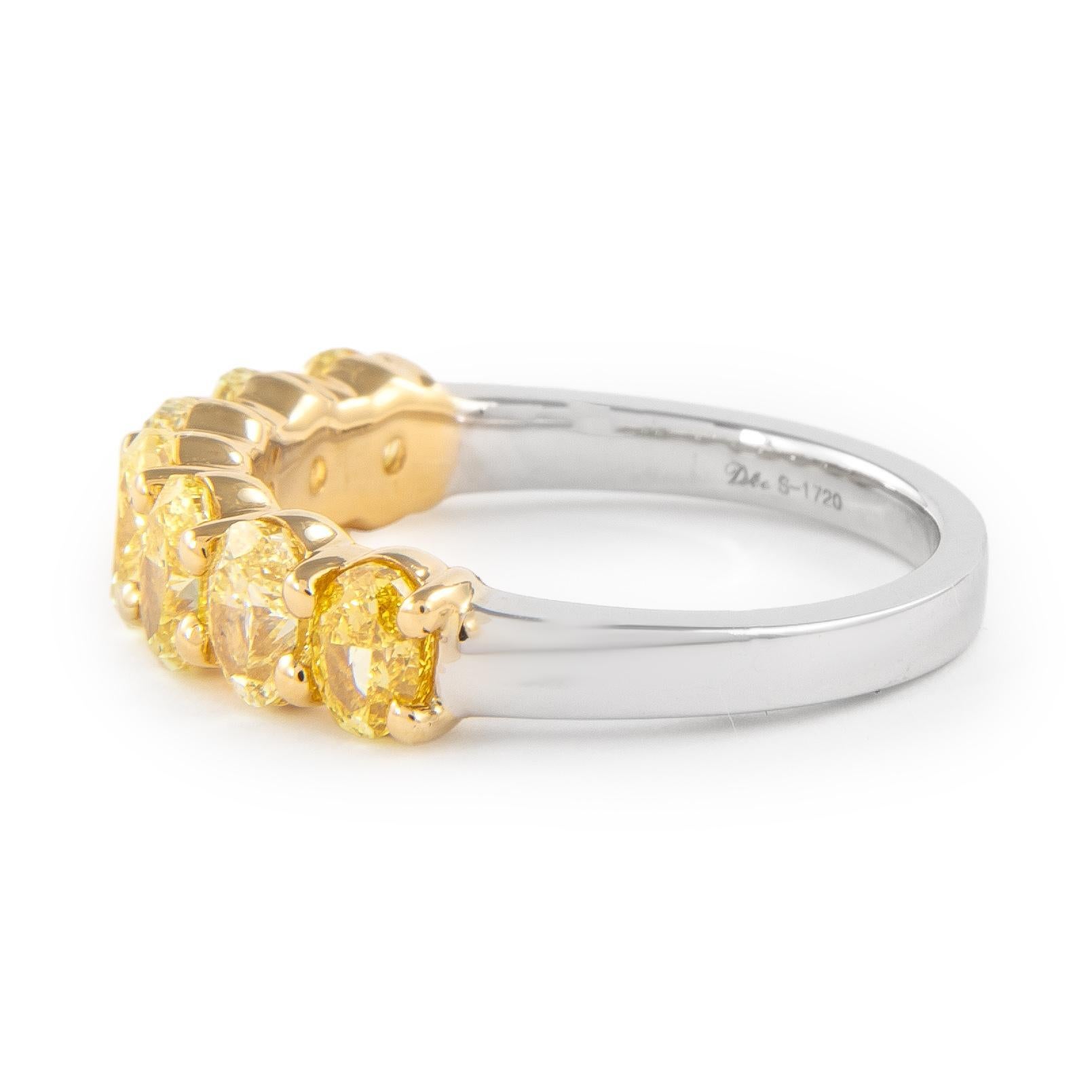 Contemporary Alexander Beverly Hills 2.20ct Yellow Oval Diamond Half Eternity 18k Two Tone For Sale