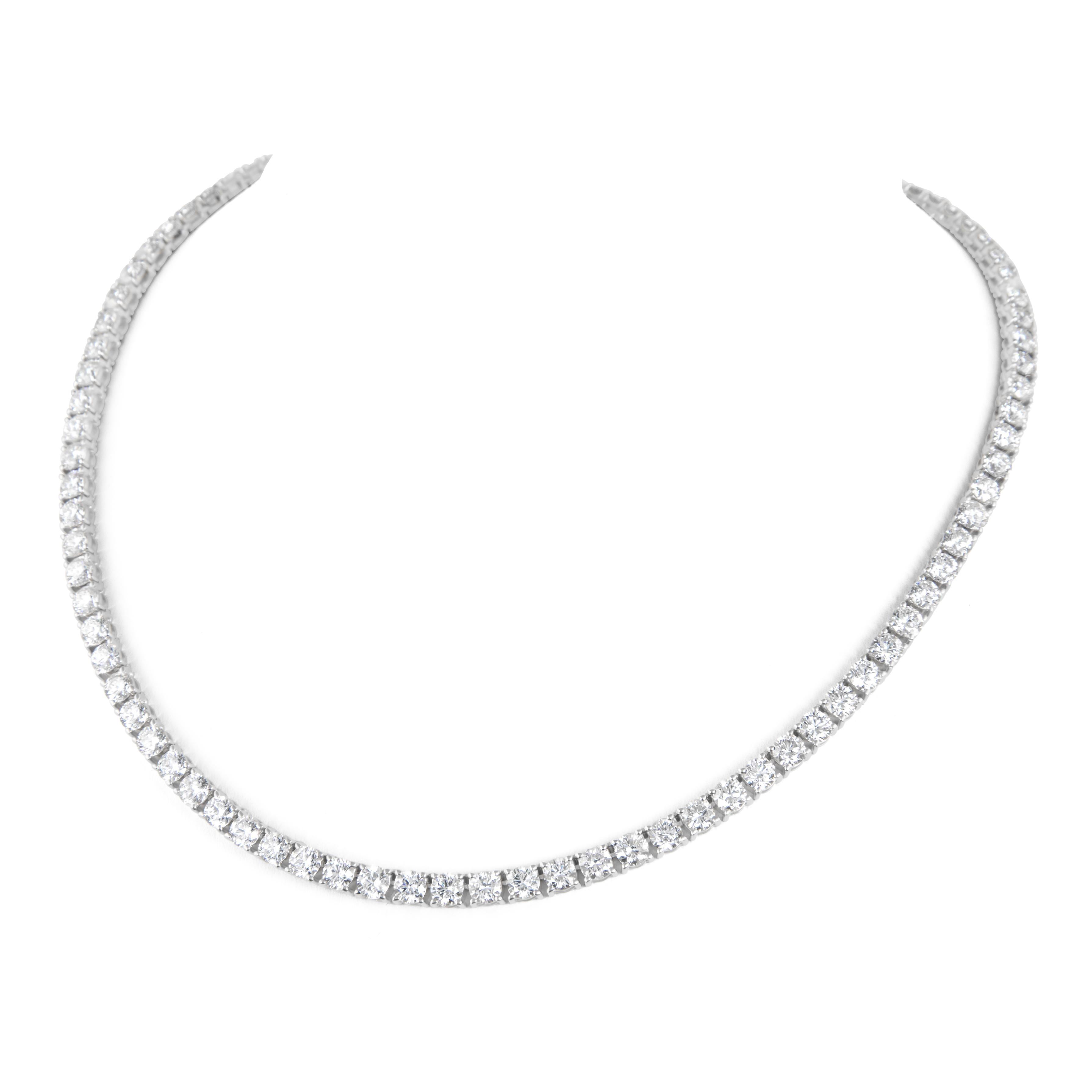 Alexander Beverly Hills 22,36ct Diamant Tennis Halskette 18k Weißgold 16in (Zeitgenössisch) im Angebot