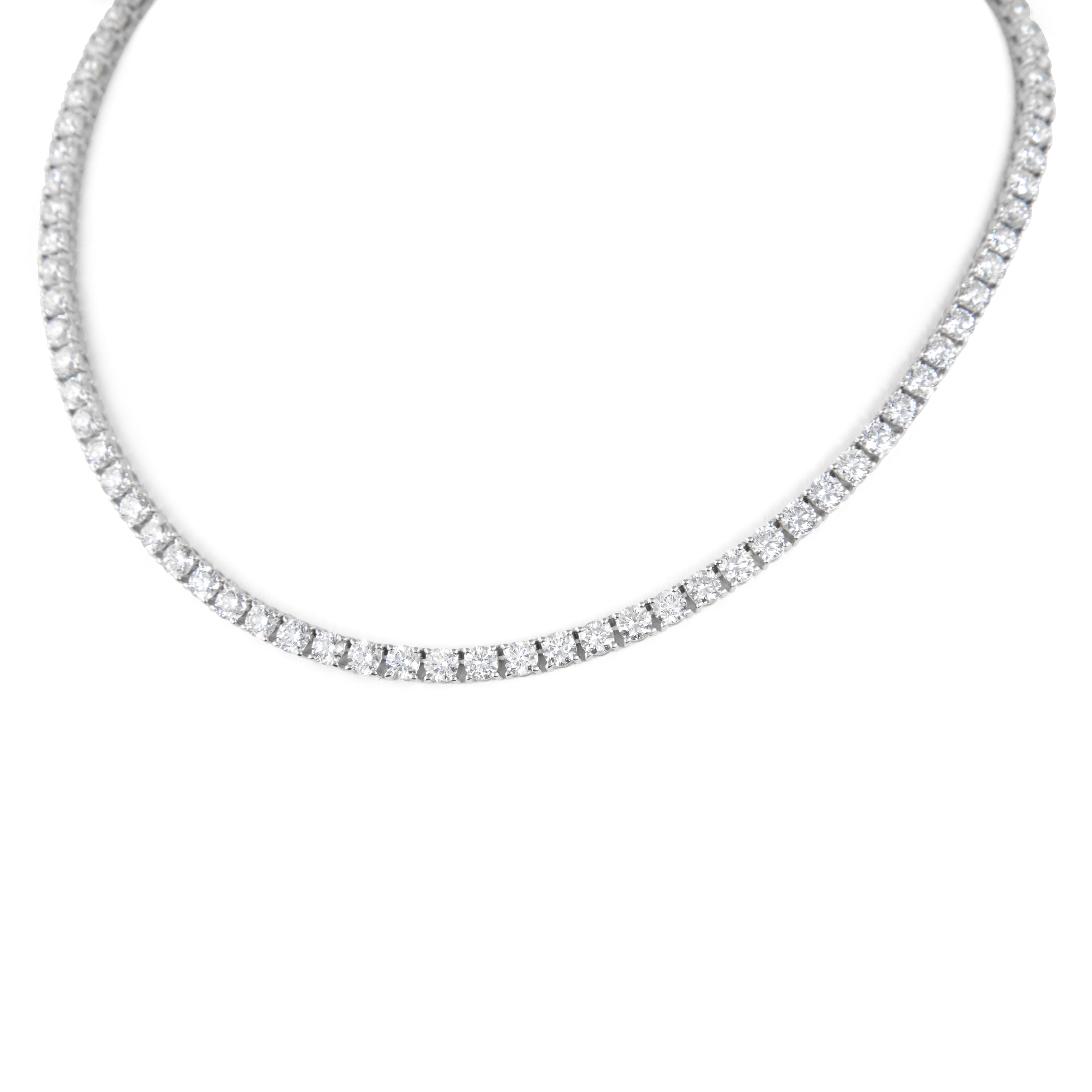 Alexander Beverly Hills 22,36ct Diamant Tennis Halskette 18k Weißgold 16in im Zustand „Neu“ im Angebot in BEVERLY HILLS, CA
