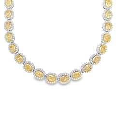 Alexander Beverly Hills 22.37ct Oval Yellow Diamond Necklace with Halo 18k