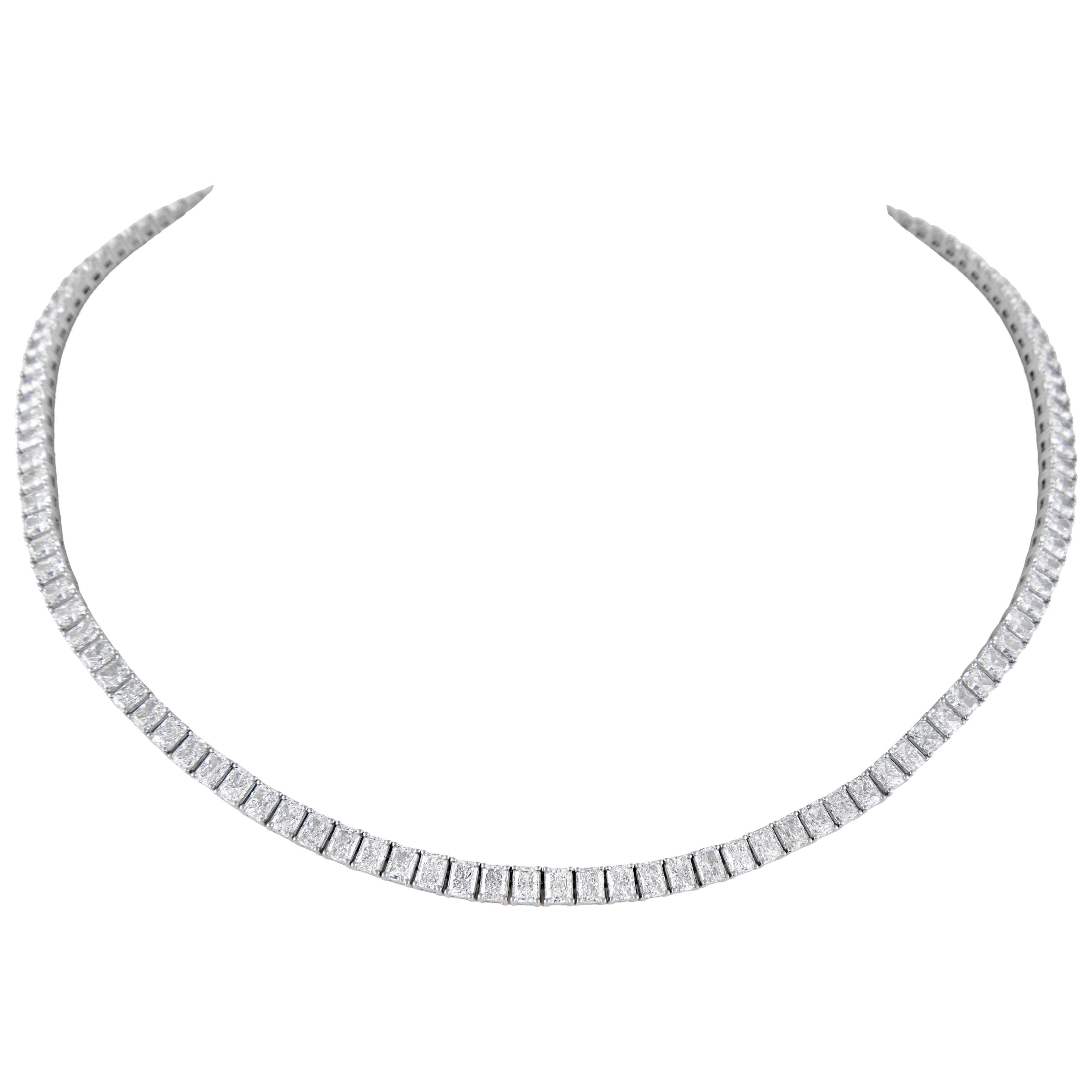 Alexander Beverly Hills 22.58ct Radiant Diamond Tennis Necklace 18k White Gold
