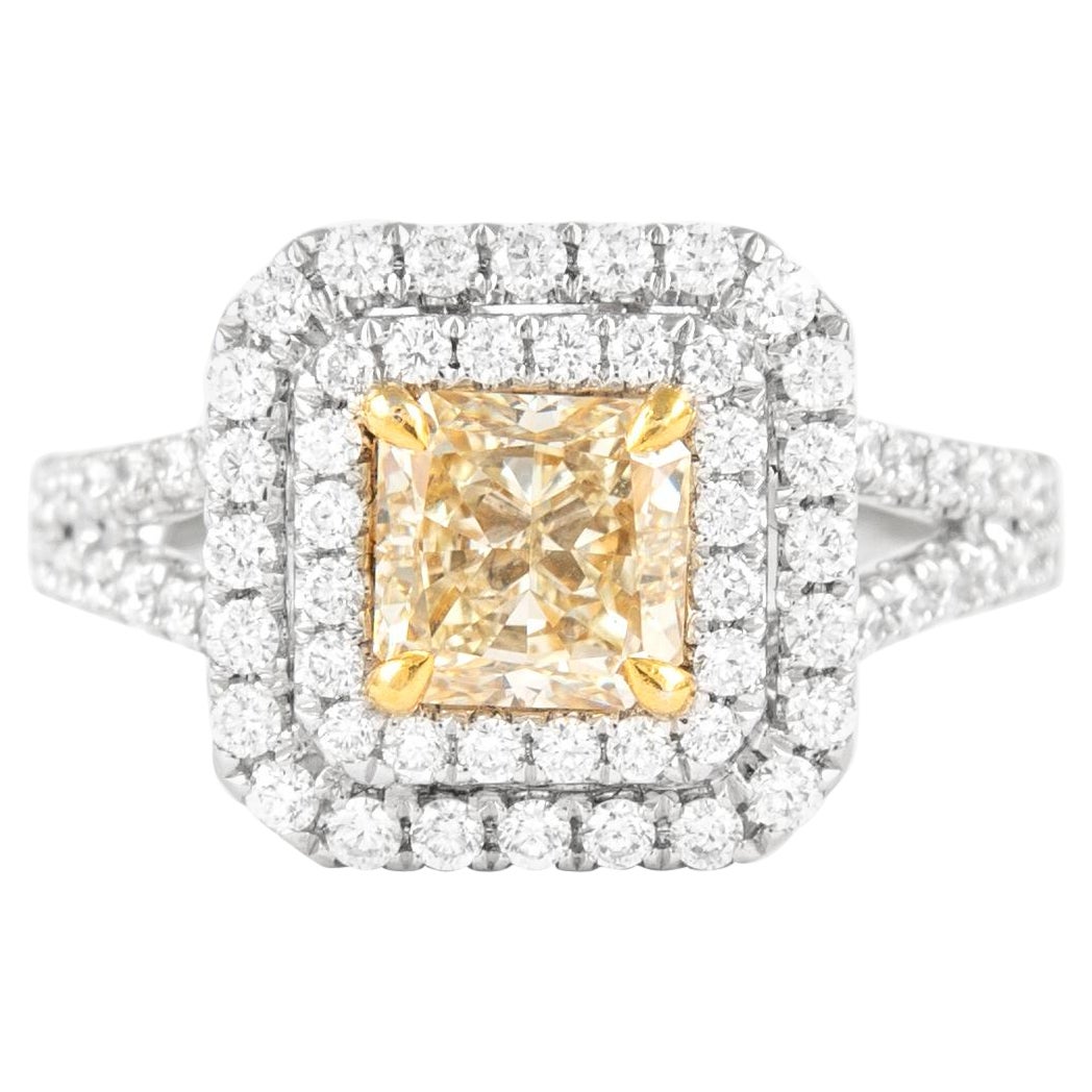 Alexander Beverly Hills 2,25ctt Fancy Yellow VS1 Diamond Double Halo Ring 18k