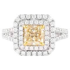 Alexander Beverly Hills 2,25ctt Fancy Yellow VS1 Diamond Double Halo Ring 18k