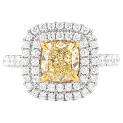 Alexander Beverly Hills 2,29ctt Fancy Yellow VS2 Diamond Double Halo Ring 18k