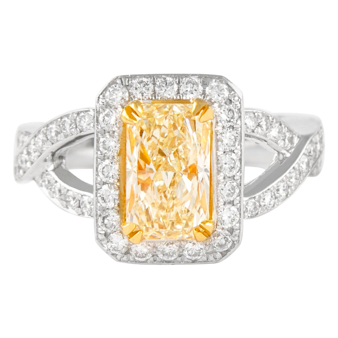 Alexander Beverly Hills 2,30 Karat Ausgefallener gelber VS1 Strahlender Diamantring 18k