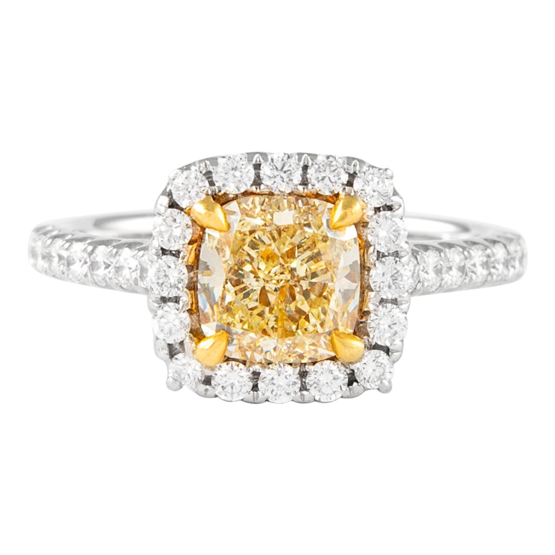 Alexander Beverly Hills - Anello di diamanti a cuscino giallo VS1 da 2,31 carati - 18 carati