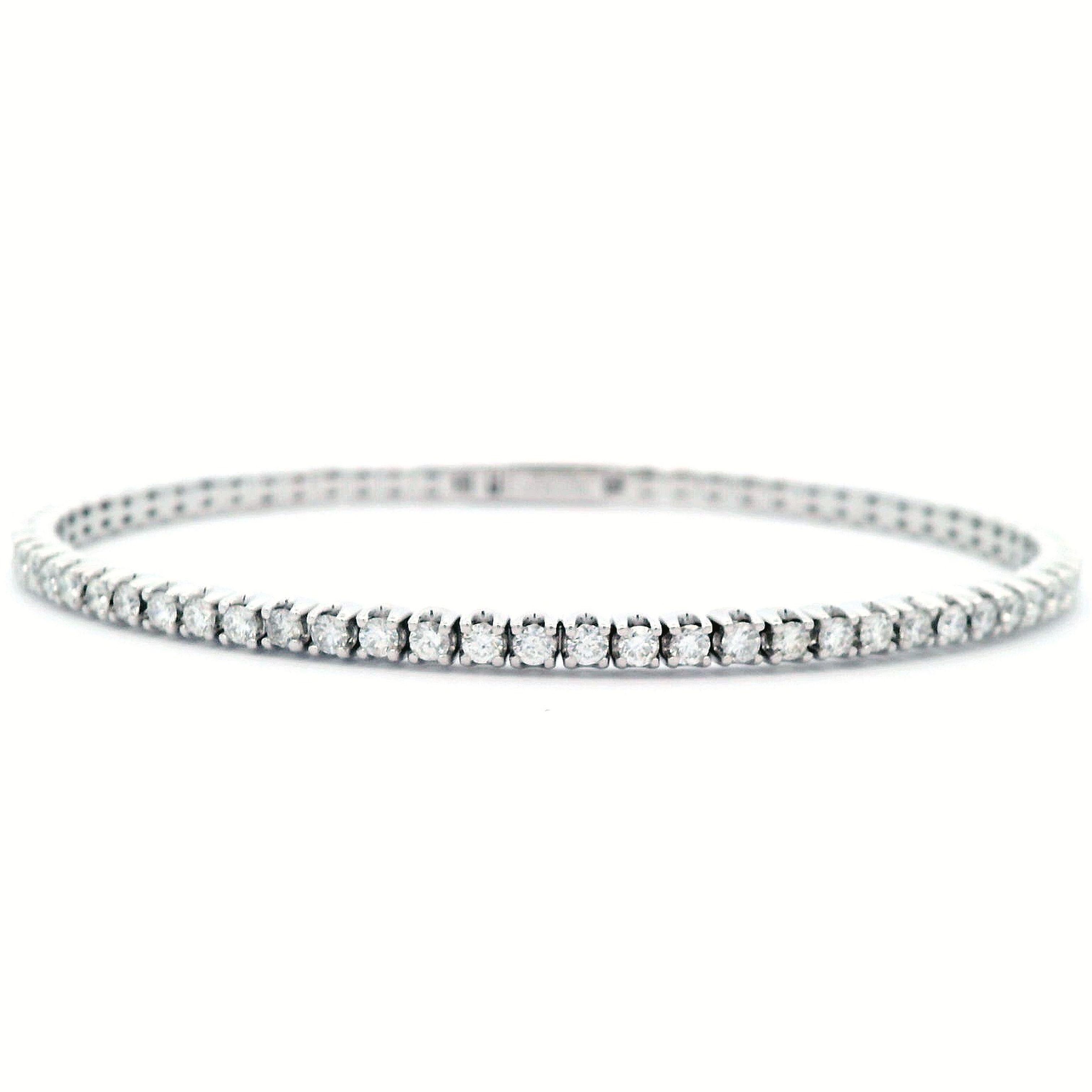 Contemporary Alexander Beverly Hills 2.33ct Diamond Flexible Tennis Bangle Bracelet Gold For Sale