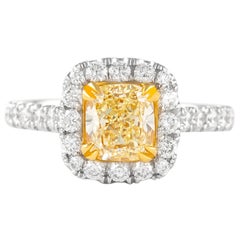 Alexander Beverly Hills 2.33ctt Fancy Yellow VS1 Cushion Diamond Ring 18k