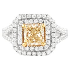 Alexander Beverly Hills 2,33ctt Fancy Yellow VVS2 Anello a doppia aureola con diamanti 18 carati