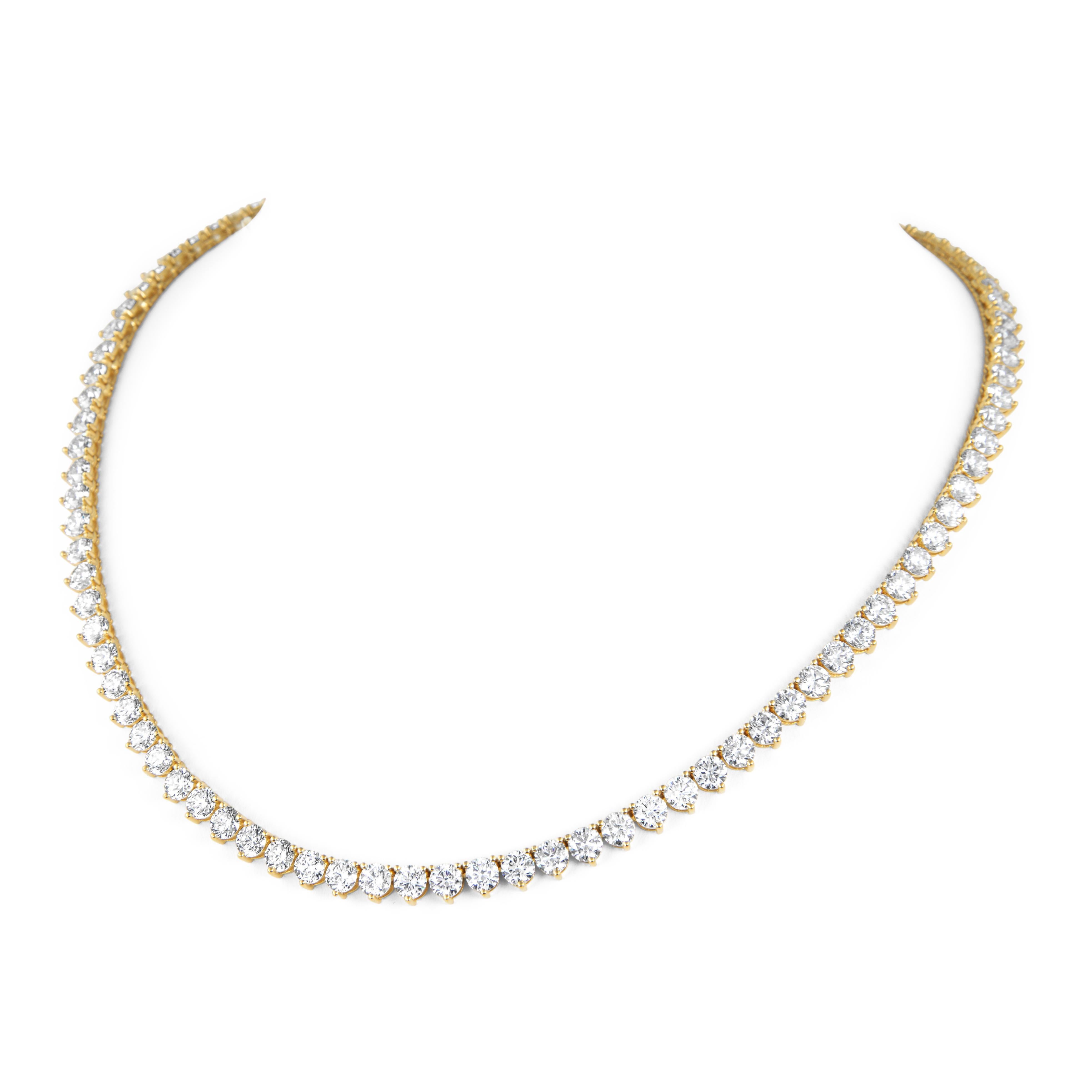 Contemporain Alexander Beverly Hills Collier de tennis 23,47ct Diamond 3-Prong Set 18k en vente
