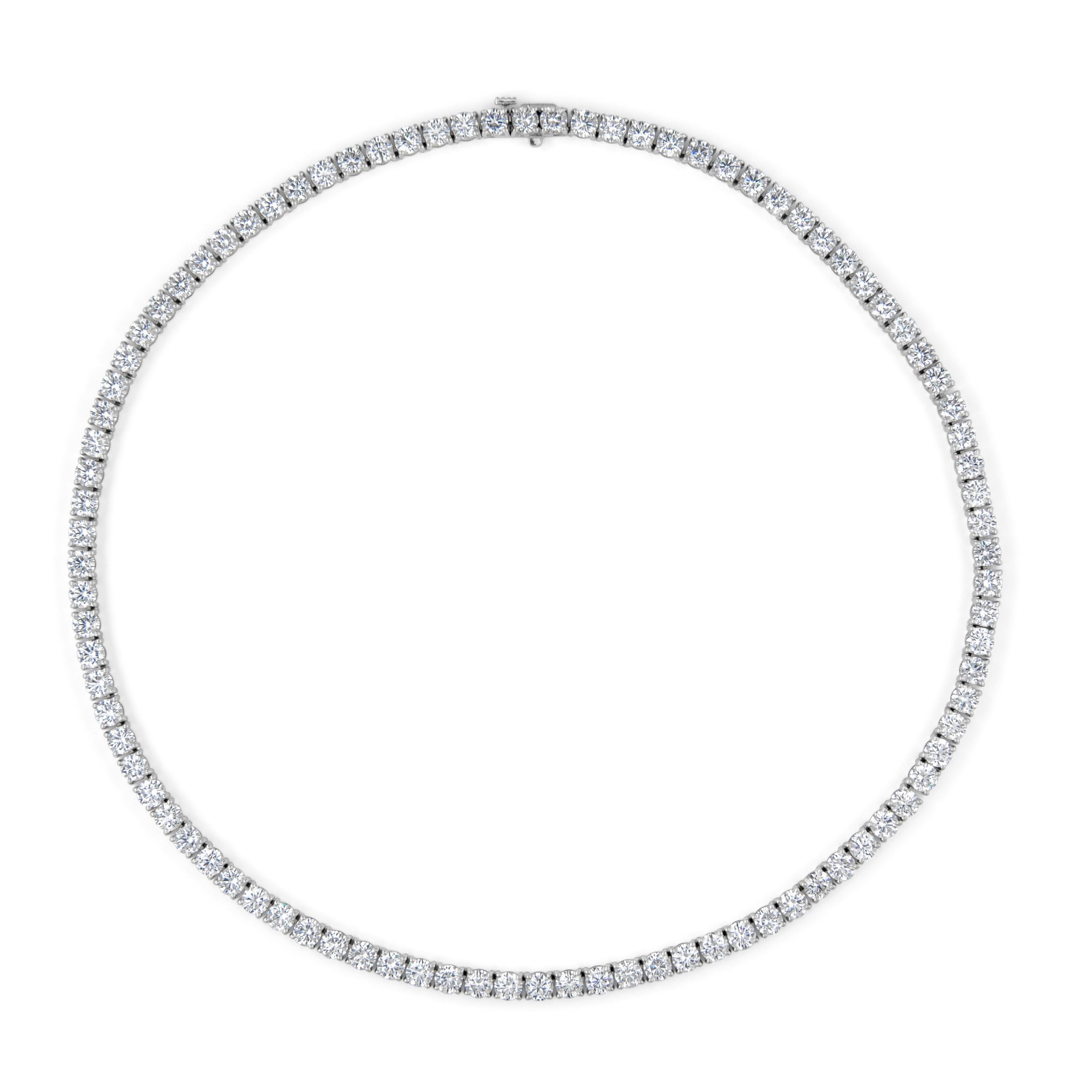Contemporary Alexander Beverly Hills 23.63ct Diamond Tennis Necklace 18k White Gold 16in For Sale