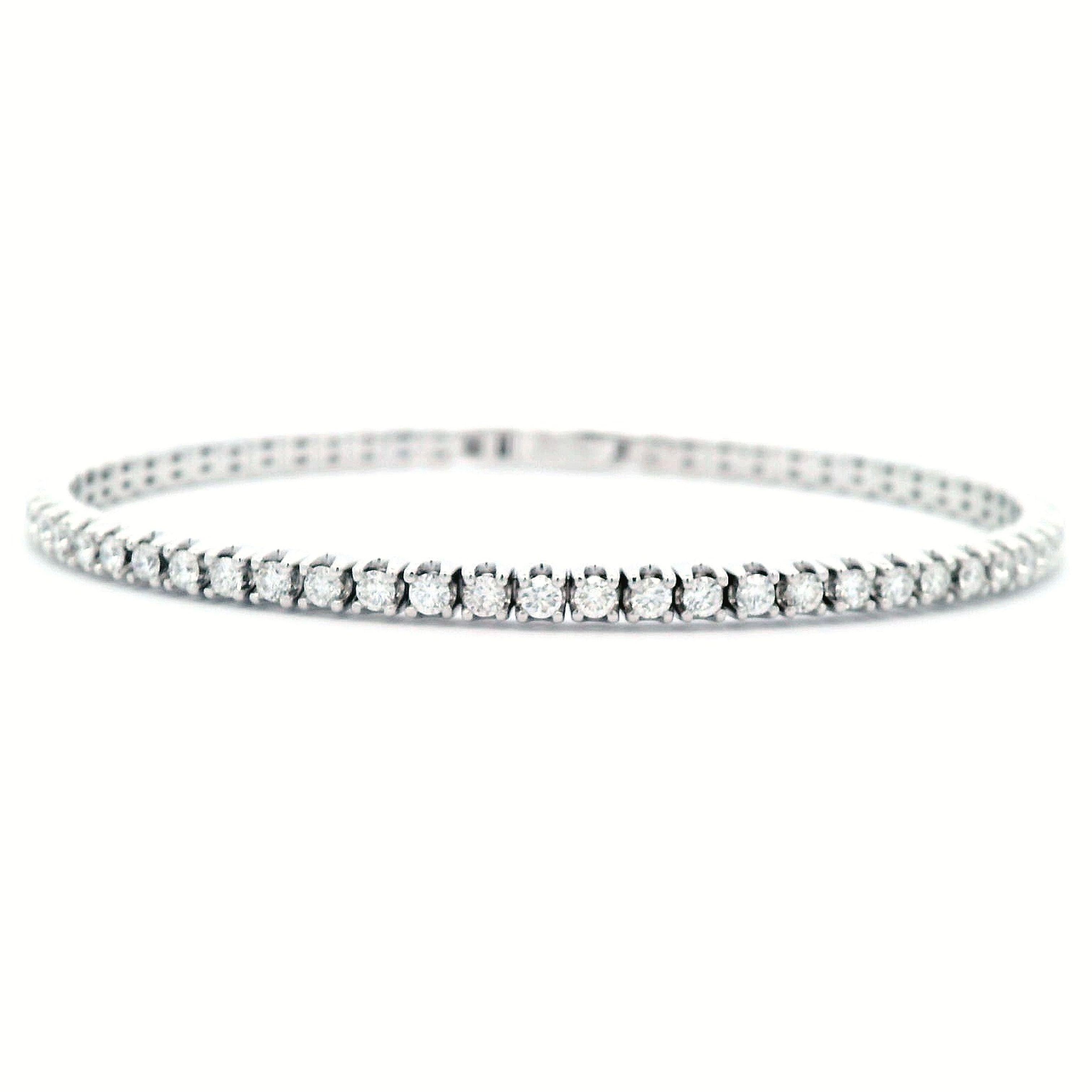 Contemporary Alexander Beverly Hills 2.38ct Diamond Flexible Tennis Bangle Bracelet Gold For Sale