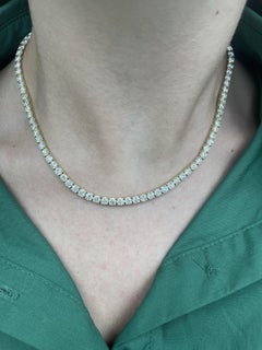 Alexander Beverly Hills 24.55ct Diamond Tennis Necklace 18k Yellow Gold 16.5in