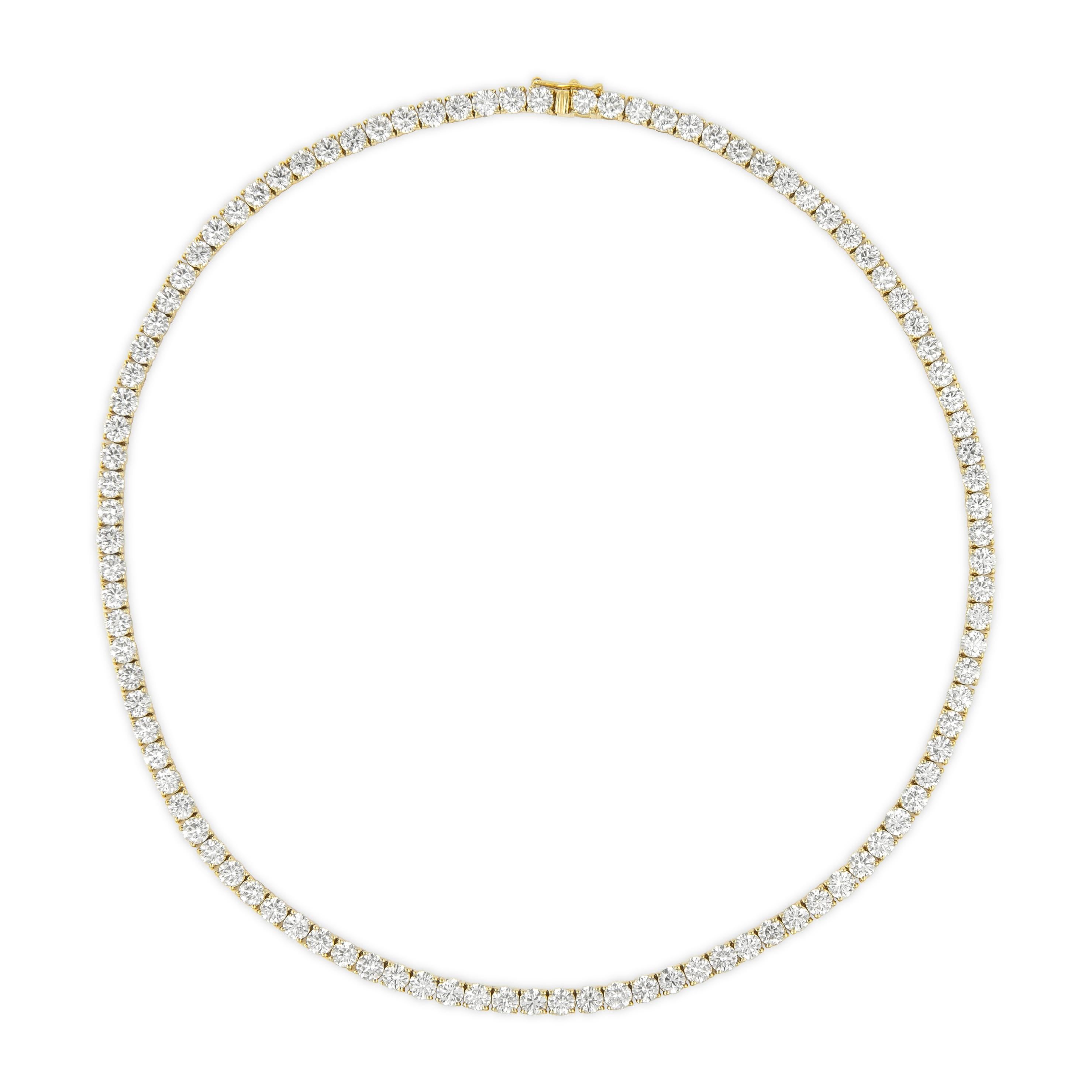 Contemporaneo Alexander Beverly Hills - Collana Tennis con diamanti da 24,55 carati in oro giallo 18 carati da 16,5 pollici in vendita