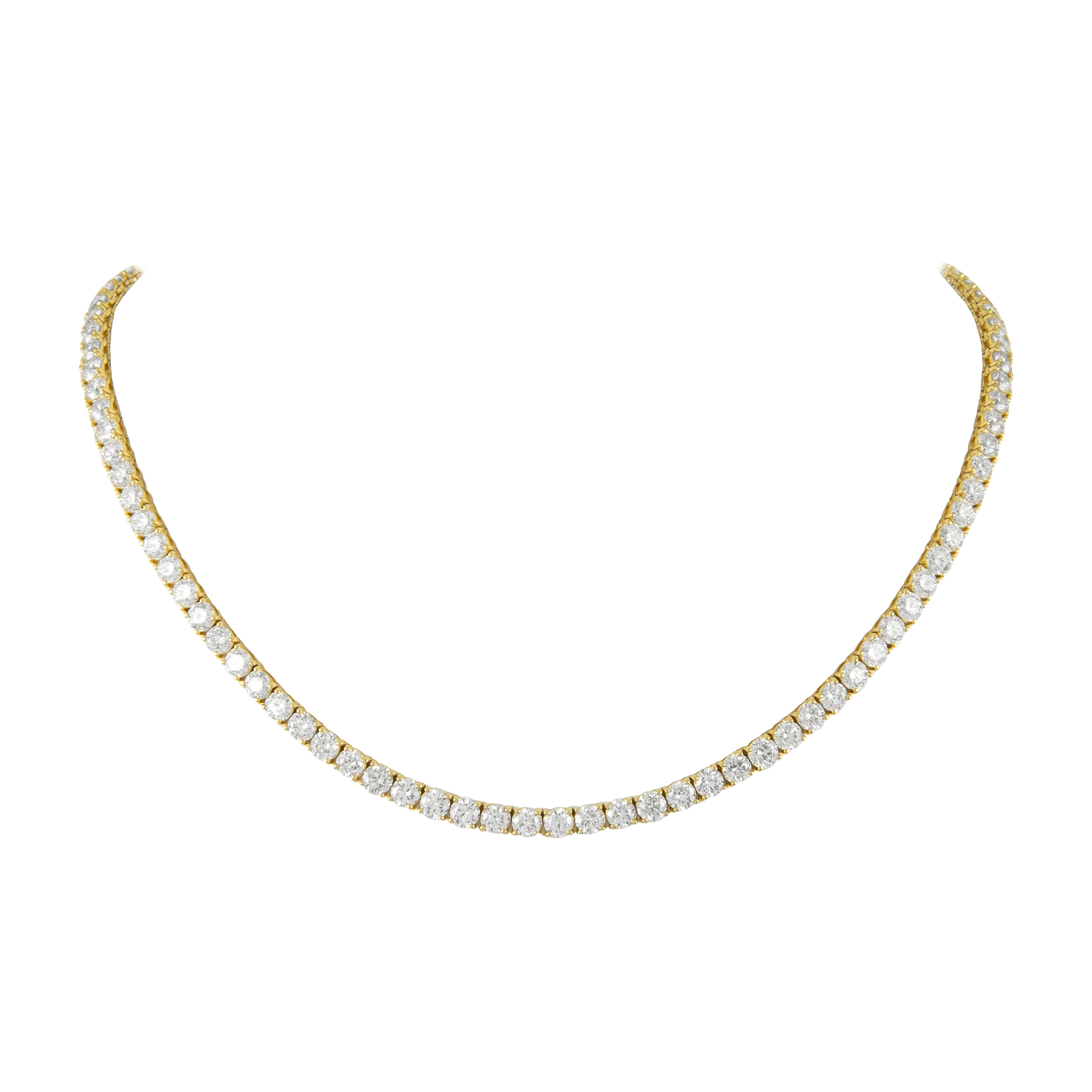 Alexander Beverly Hills Collier Tennis 24.55ct Diamond Yellow Gold 18k 16.5in