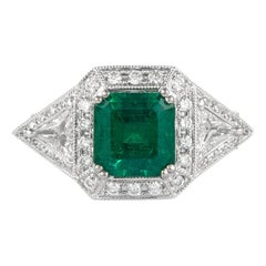 Alexander Beverly Hills 2,50ct Smaragd mit Diamanten Ring 18k Gold