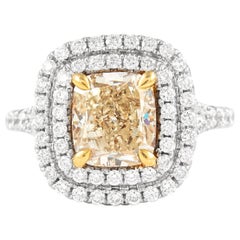 Alexander Beverly Hills 2,51ct Fancy Yellow Diamond Double Halo Ring 18k