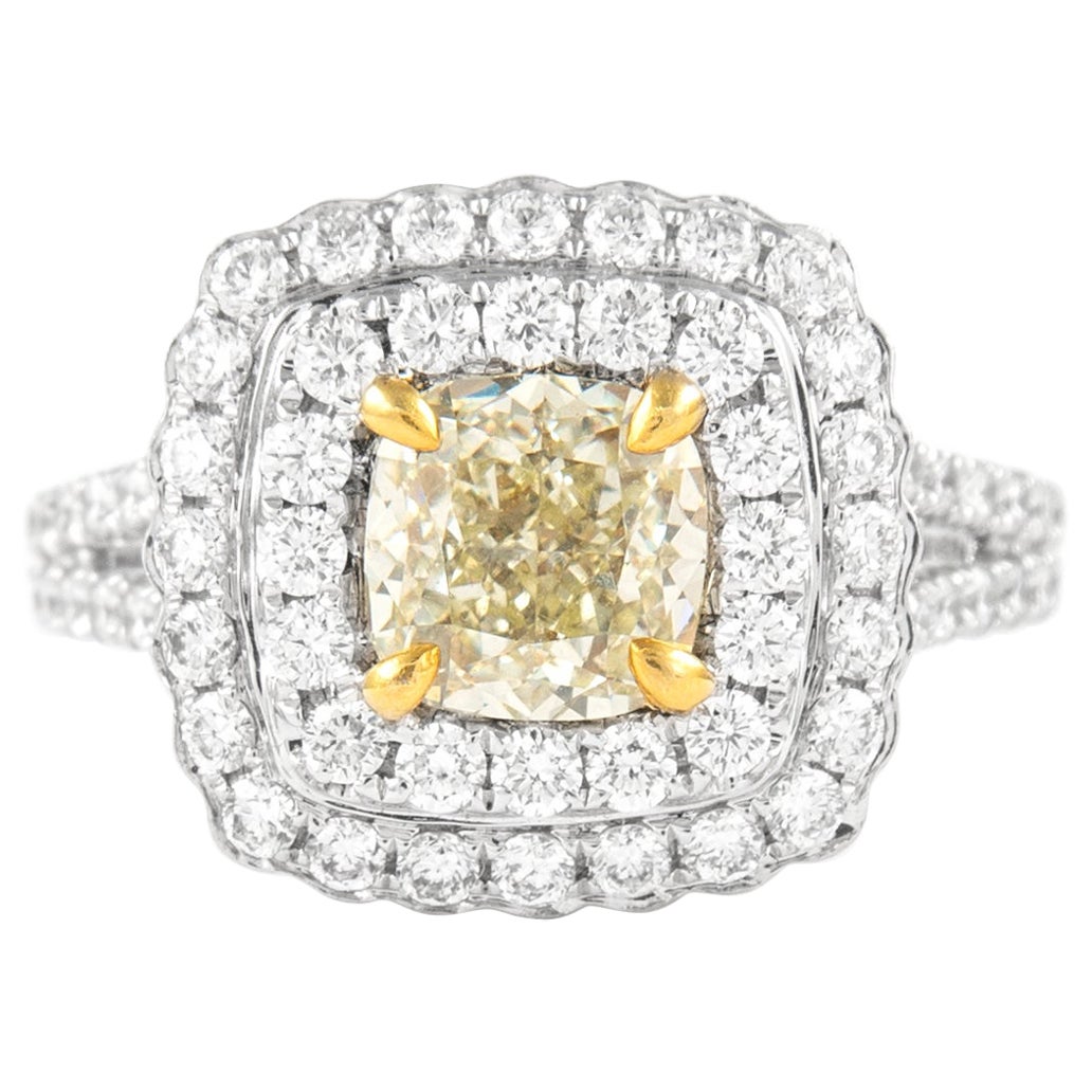 Alexander Beverly Hills 2,52ctt Fancy Light Yellow VS2 Anello con diamanti a raggiera 18 carati